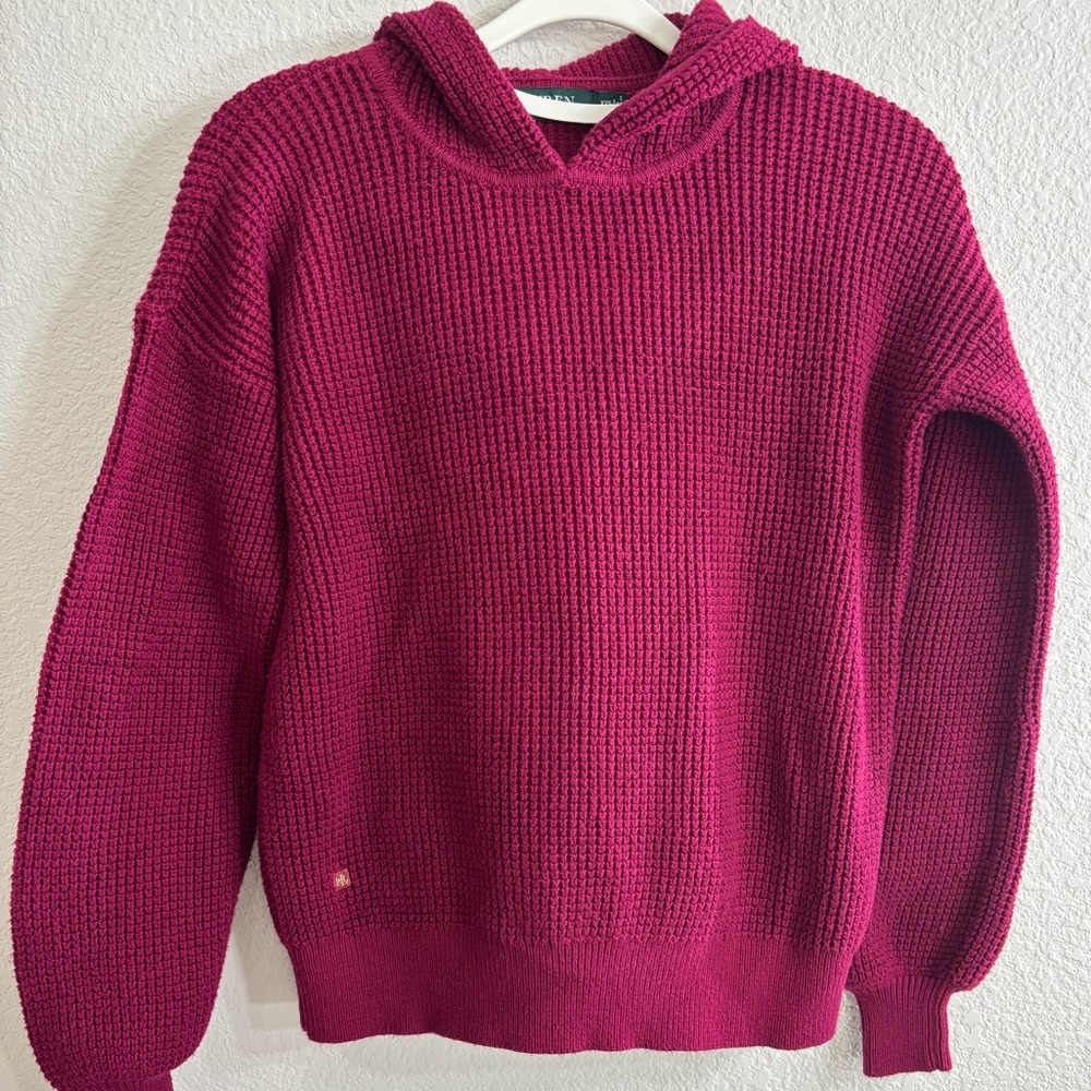 Lauren Ralph Lauren Magenta Knitted Crew Neck Sweater With Hoodie Woman XXS